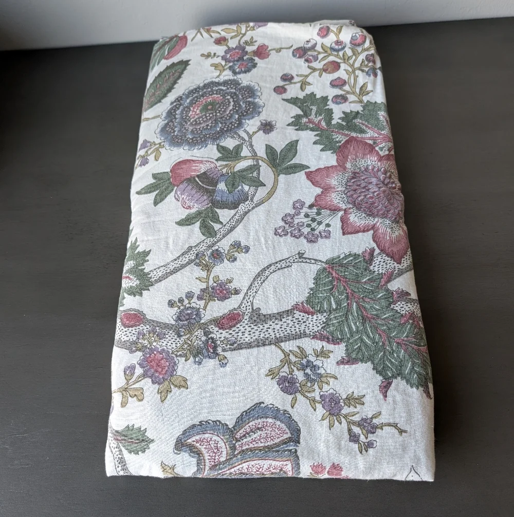 Pottery Barn Floral Duvet Cover King 108x92 Cotton Linen Botanical Cottagecore